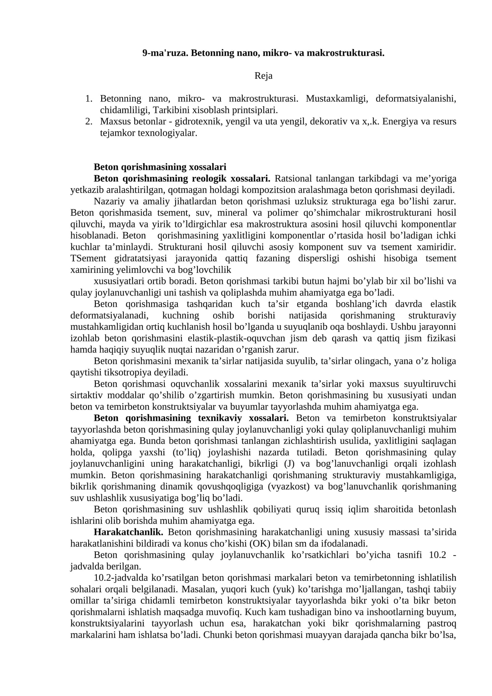 Betonning nano, mikro- va makrostrukturasi
