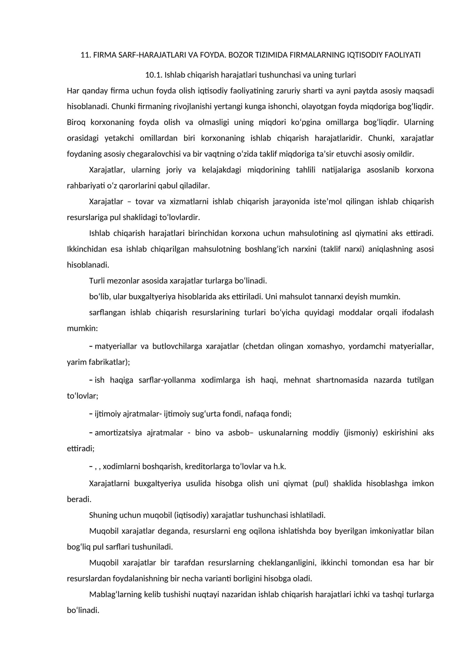 Ishlab chiqarish harajatlari