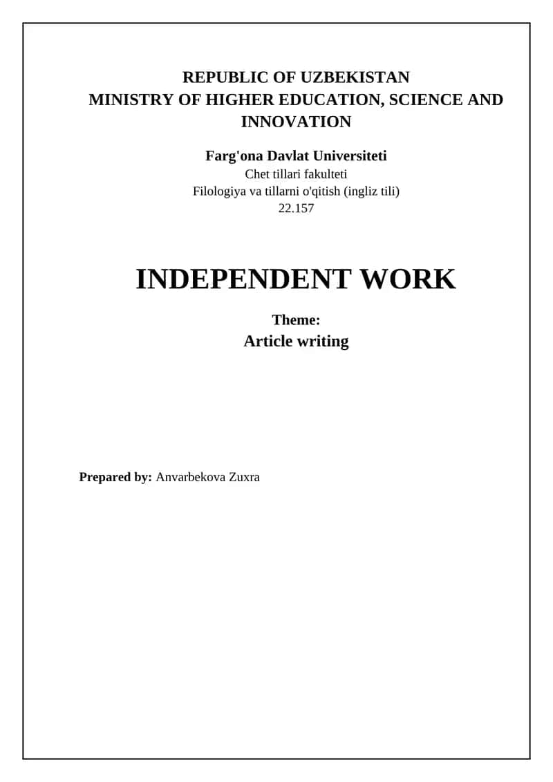 Article Writing Guide