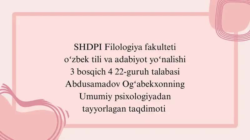 Psixologiya fanining predmeti