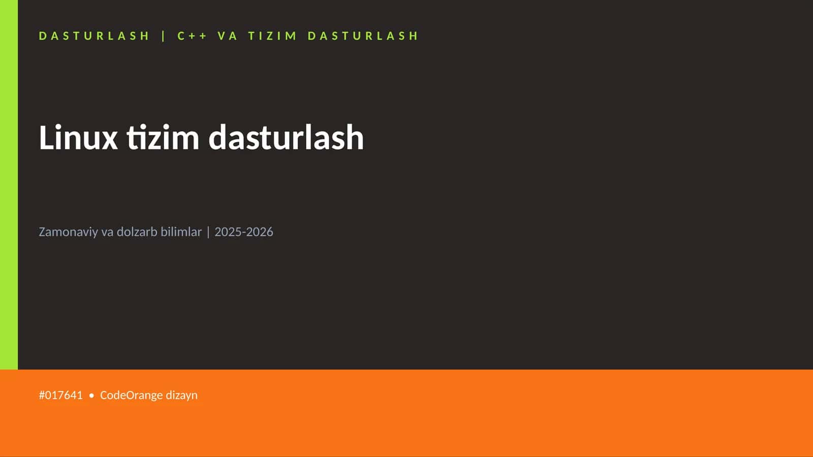 DASTURLASH | C++ VA TIZIM DASTURLASH