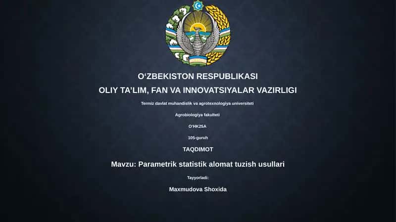 Parametrik statistik alomat tuzish usullari