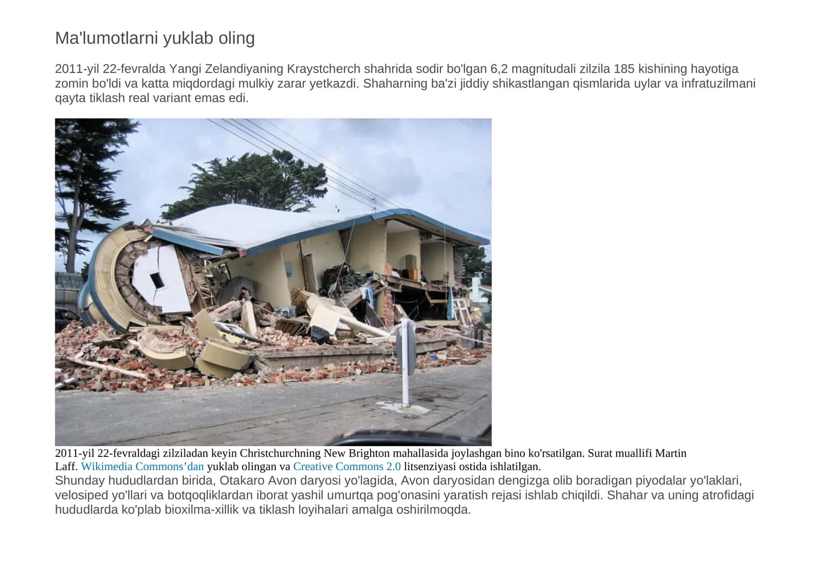 Christchurch va atrofidagi tiklash loyihalari