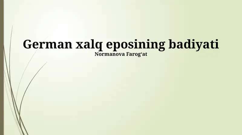 German xalq eposining badiyati