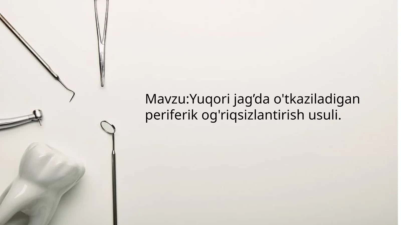Yuqori jagda otkazilgan periferik ogriqsizlantirish usullari