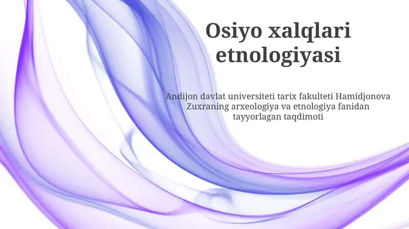 Osiyo xalqlari etnologiyasi