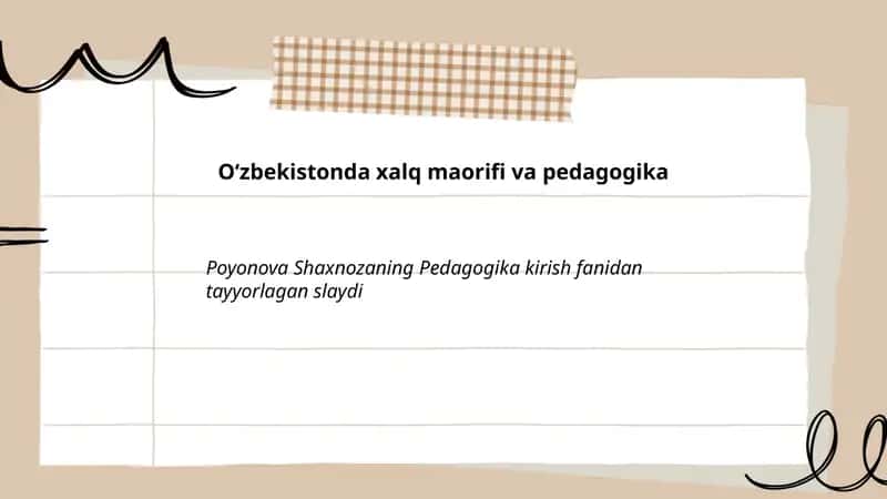 Oʻzbekistonda xalq maorifi va pedagogika