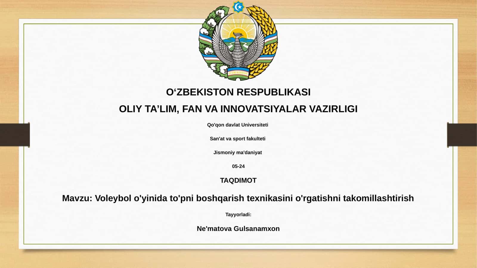 Voleybol o'yinida to'pni boshqarish texnikasini o'rgatishni takomillashtirish