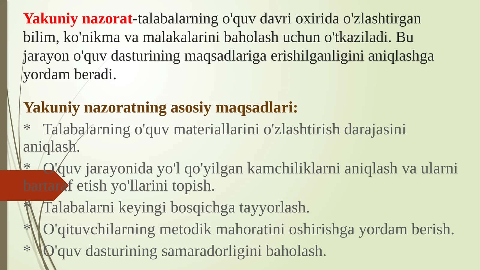 Talabalar bilimini baholashning nazariy asoslari