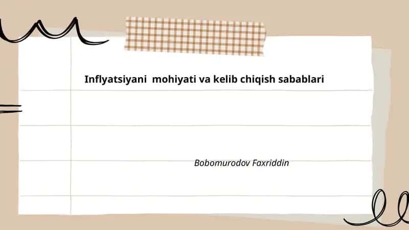 Inflyatsiyani mohiyati va kelib chiqish sabablari