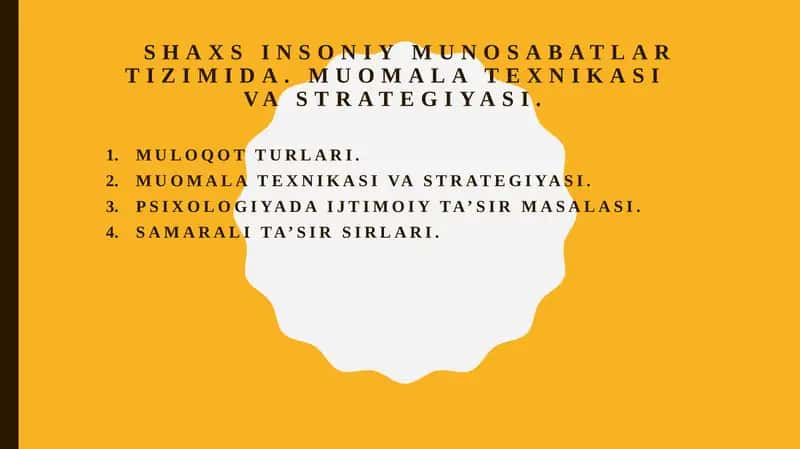 MUOMALA TEXNIKASI VA STRATEGIYASI