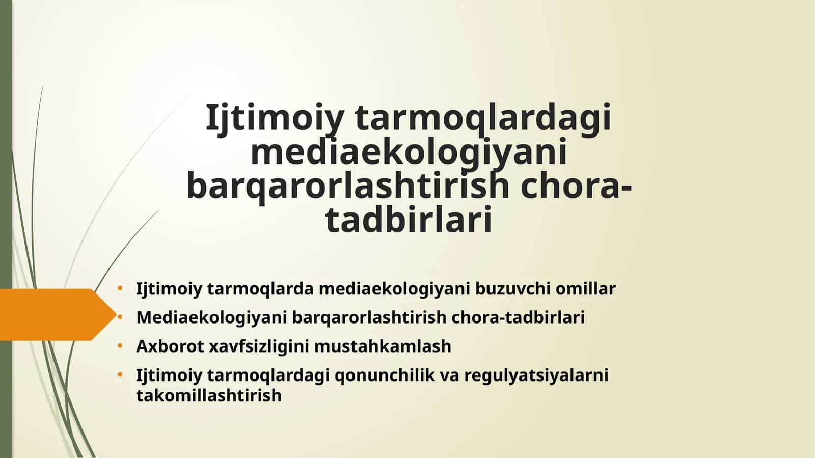 Ijtimoiy tarmoqlardagi mediaekologiyani barqarorlashtirish chora-tadbirlari