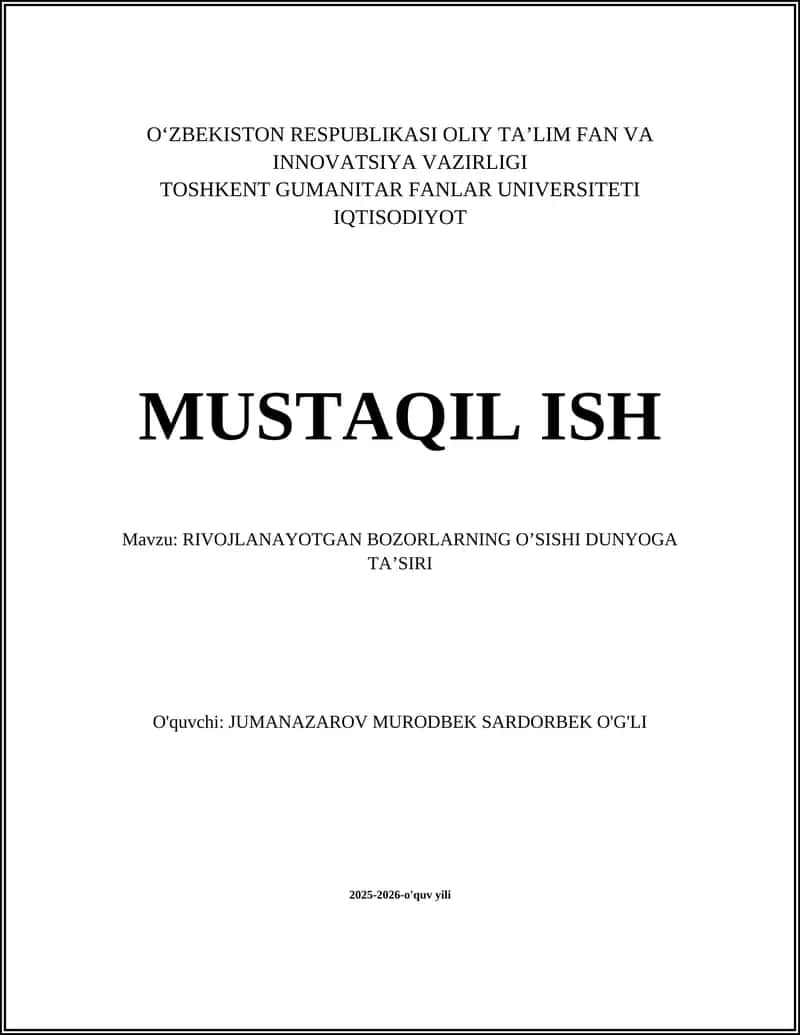 Rivojlanayotgan Bozorlarning O'Sishi Dunyoga Ta'siri