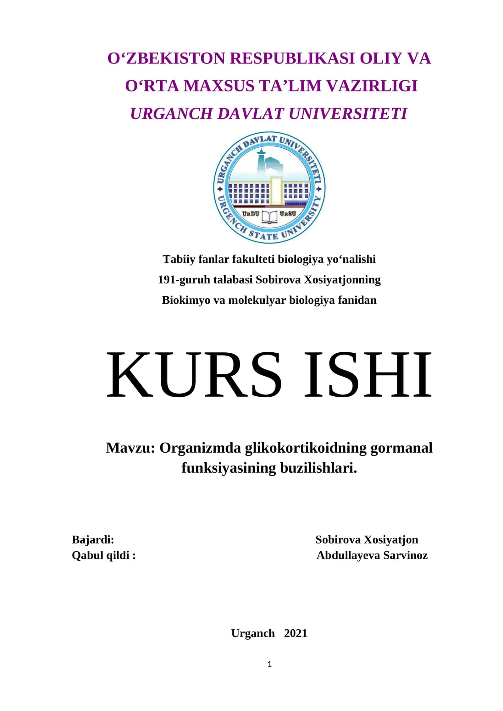 Glyukokortikoidning organizmdagi vazifalari