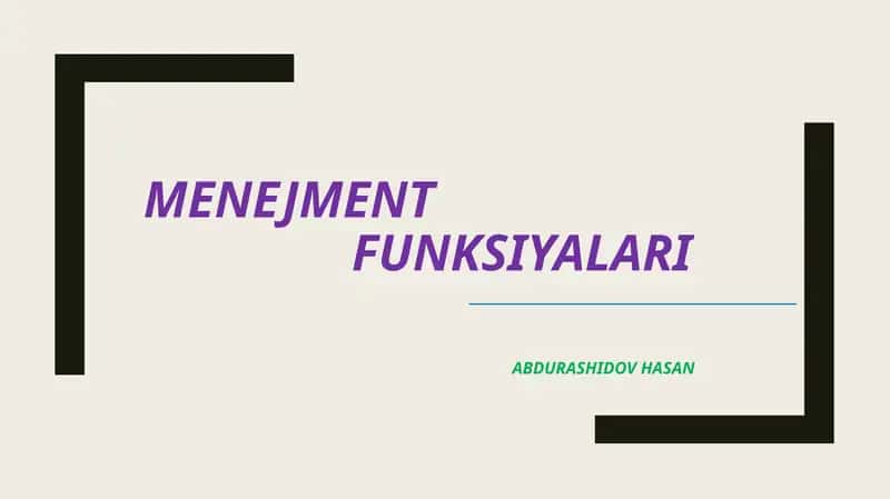 Menejment funksiyalari