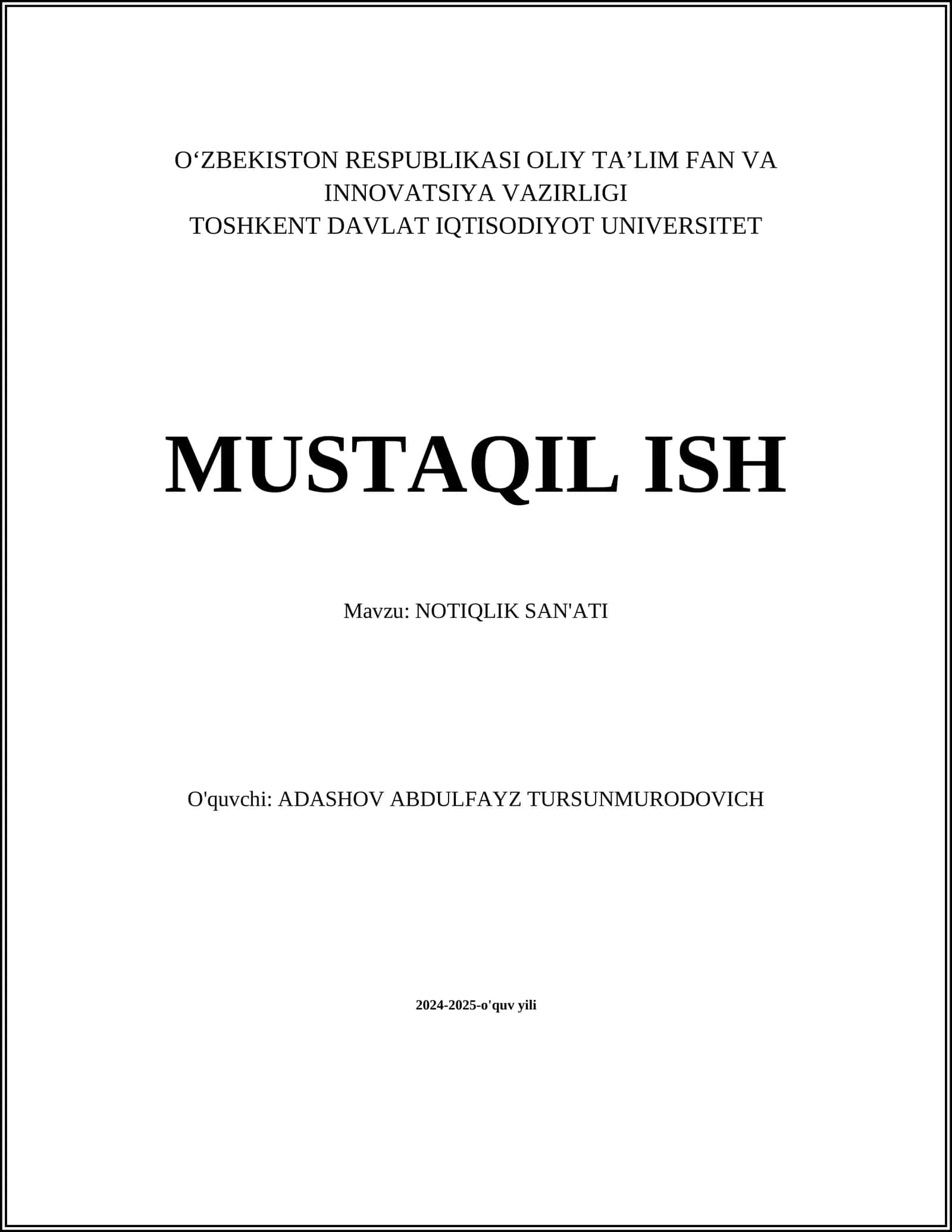 NOTIQLIK SAN'ATI