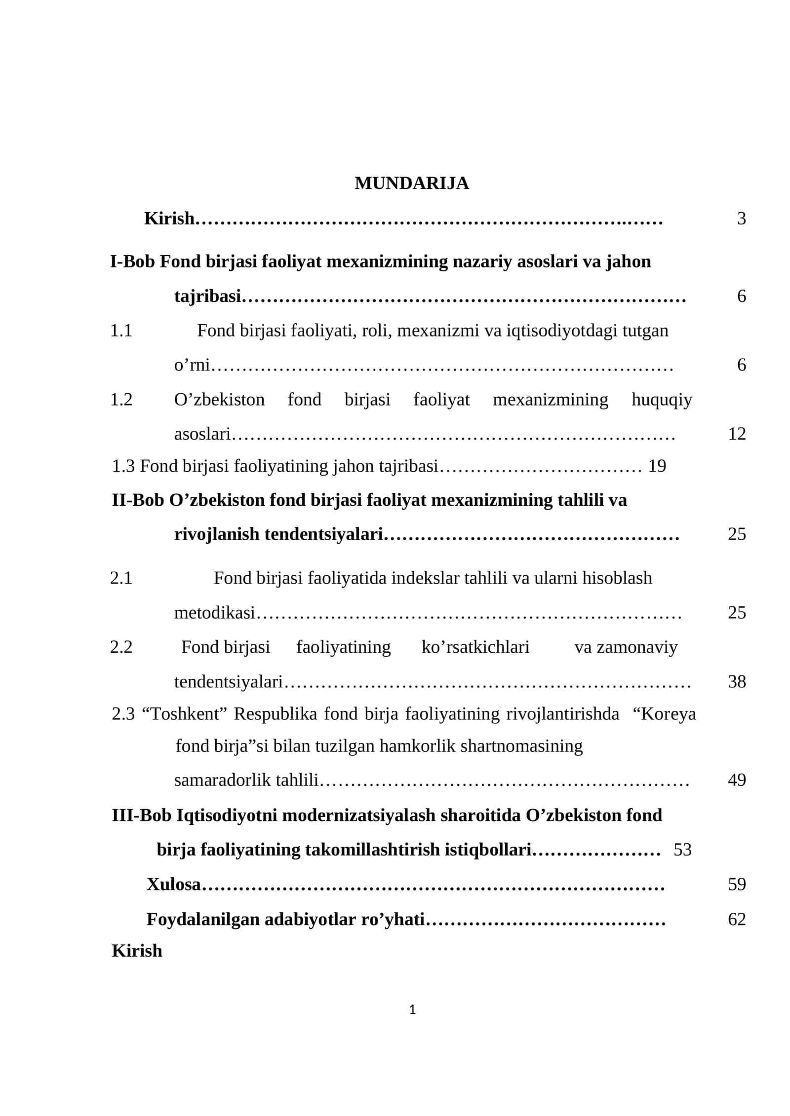 Fond birjasi faoliyat mеxanizmining nazariy asoslari va jahon tajribasi