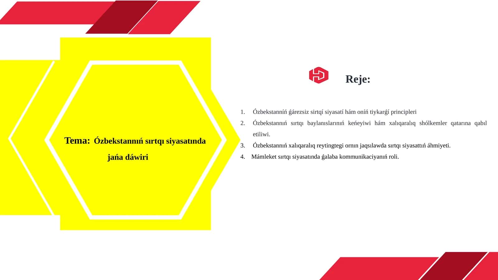 Ózbekstannıń sırtqı siyasatında jańa dáwiri