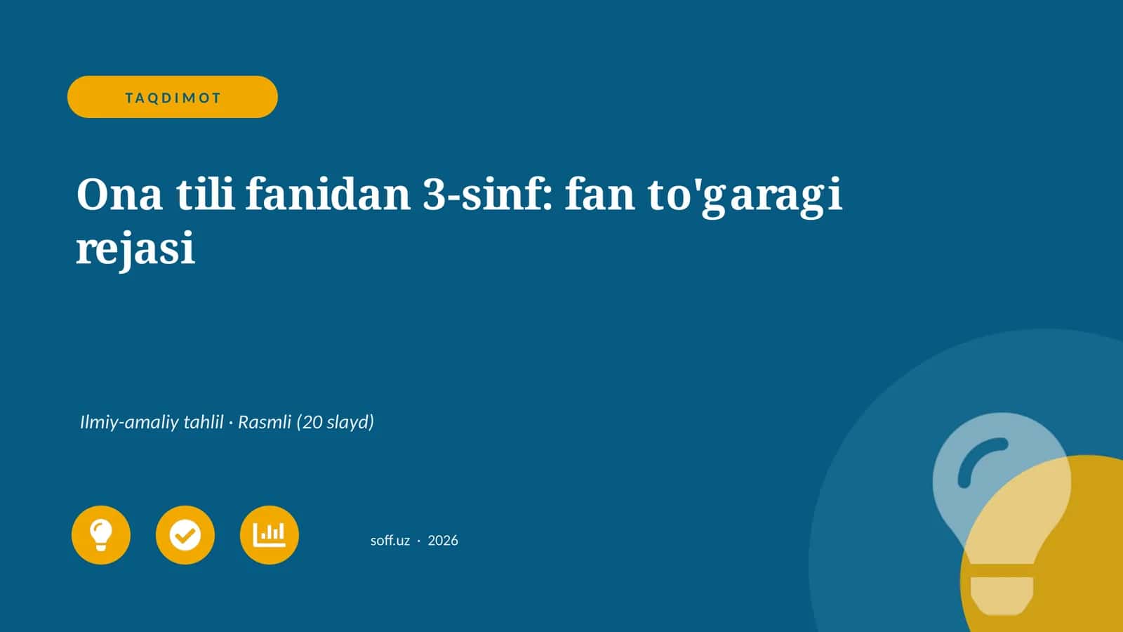 Ona tili fanidan 3-sinf: fan to'garagi rejasi