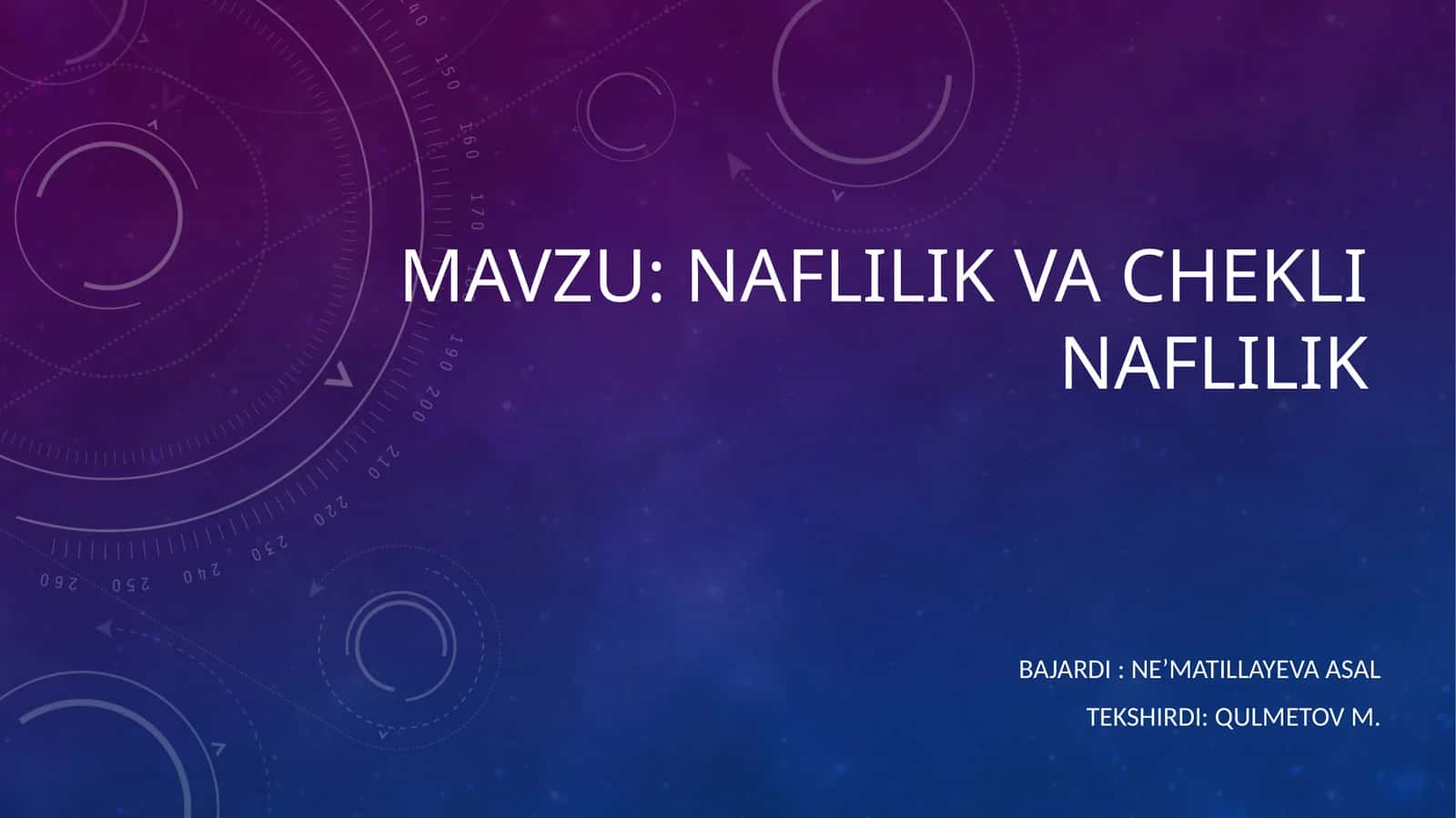 naflilik va cheklinaflilik