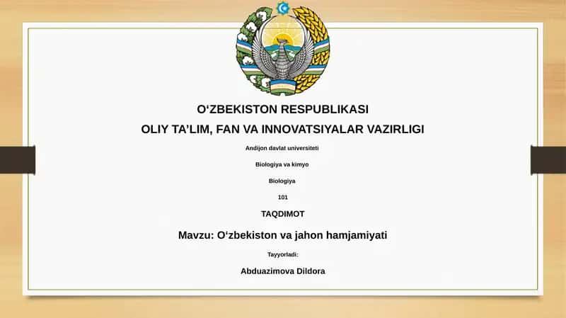 Oʻzbekiston va jahon hamjamiyati
