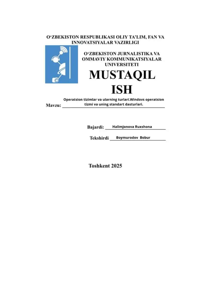 Operatsion tizimlar va ularning turlari