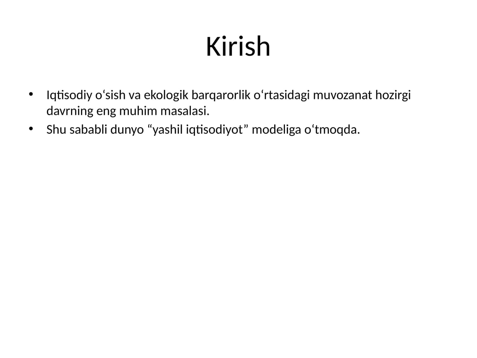 Yashil iqtisodiyot modeli