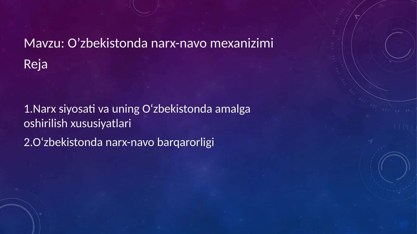 O’zbekistonda narx-navo mexanizimi