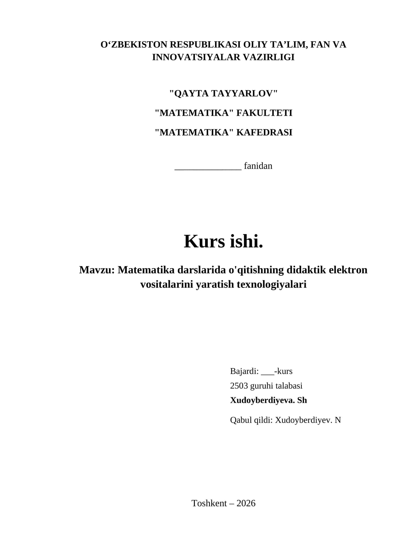 Matematika darslarida o'qitishning didaktik elektron vositalarini yaratish texnologiyalari