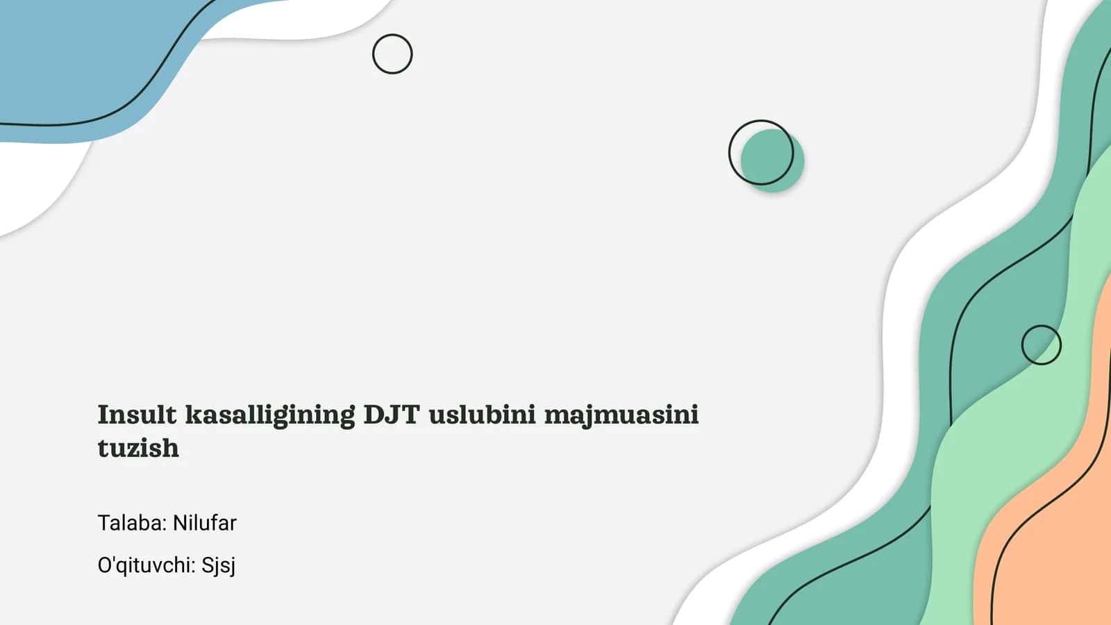 Insult kasalligining DJT uslubini majmuasini tuzish