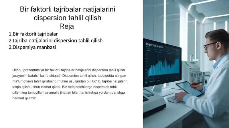 Bir faktorli tajribalar natijalarini dispersion tahlil qilish