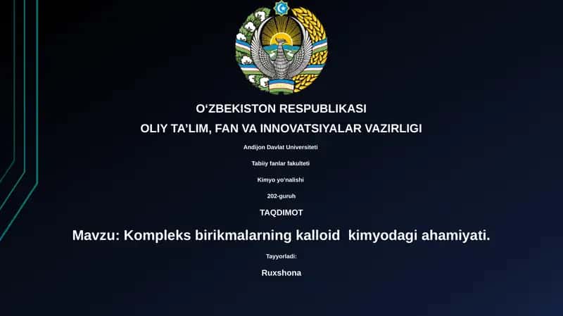 Kompleks birikmalarning kalloid kimyodagi ahamiyati