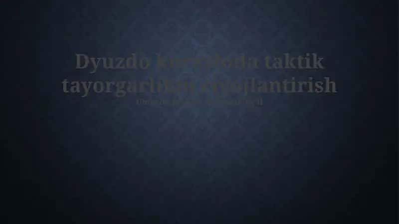 Musobaqada Taktik Tayyorgarlikni Rivojlantirish