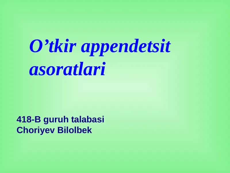 O’tkir appendetsit asoratlari