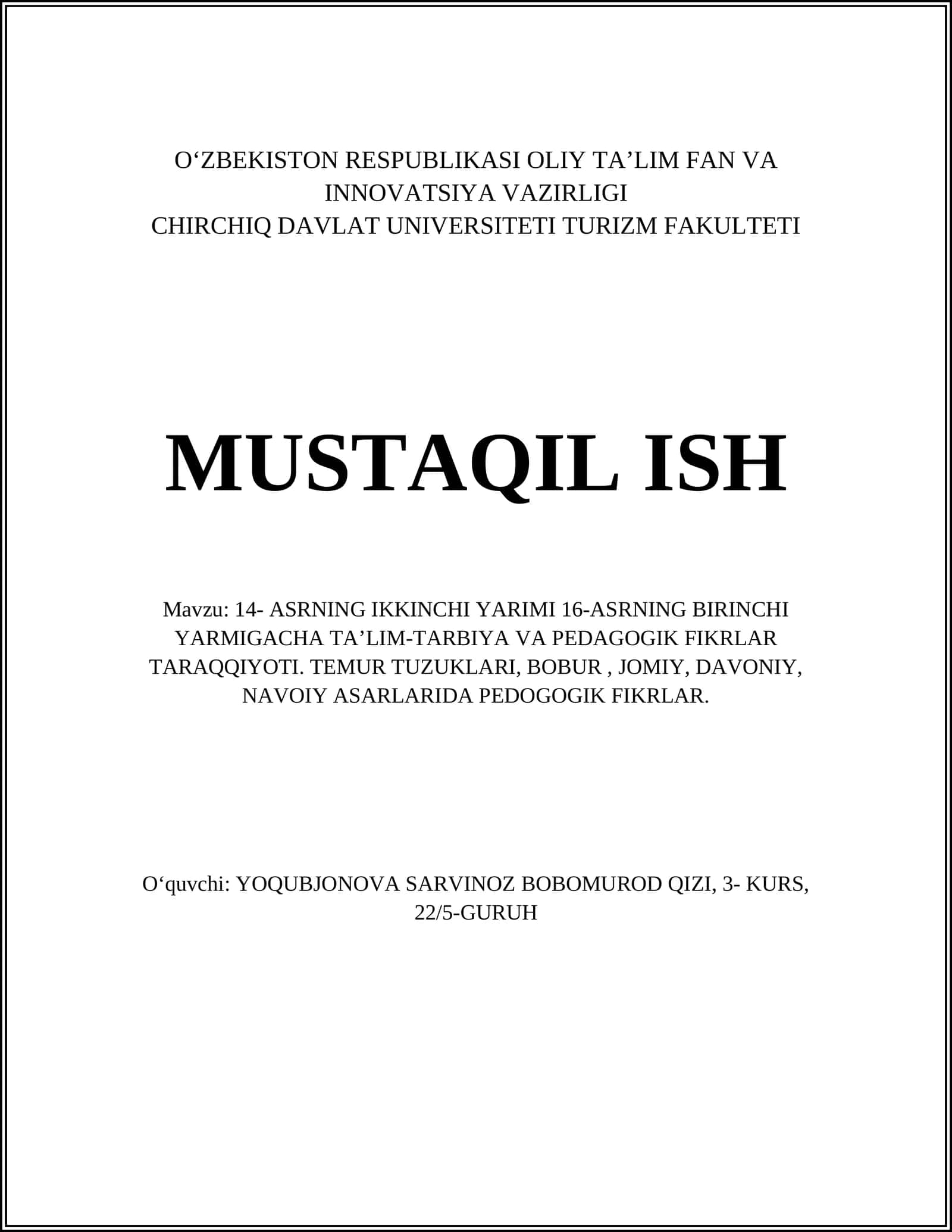 Temur tuzuklarida ta'lim-tarbiya