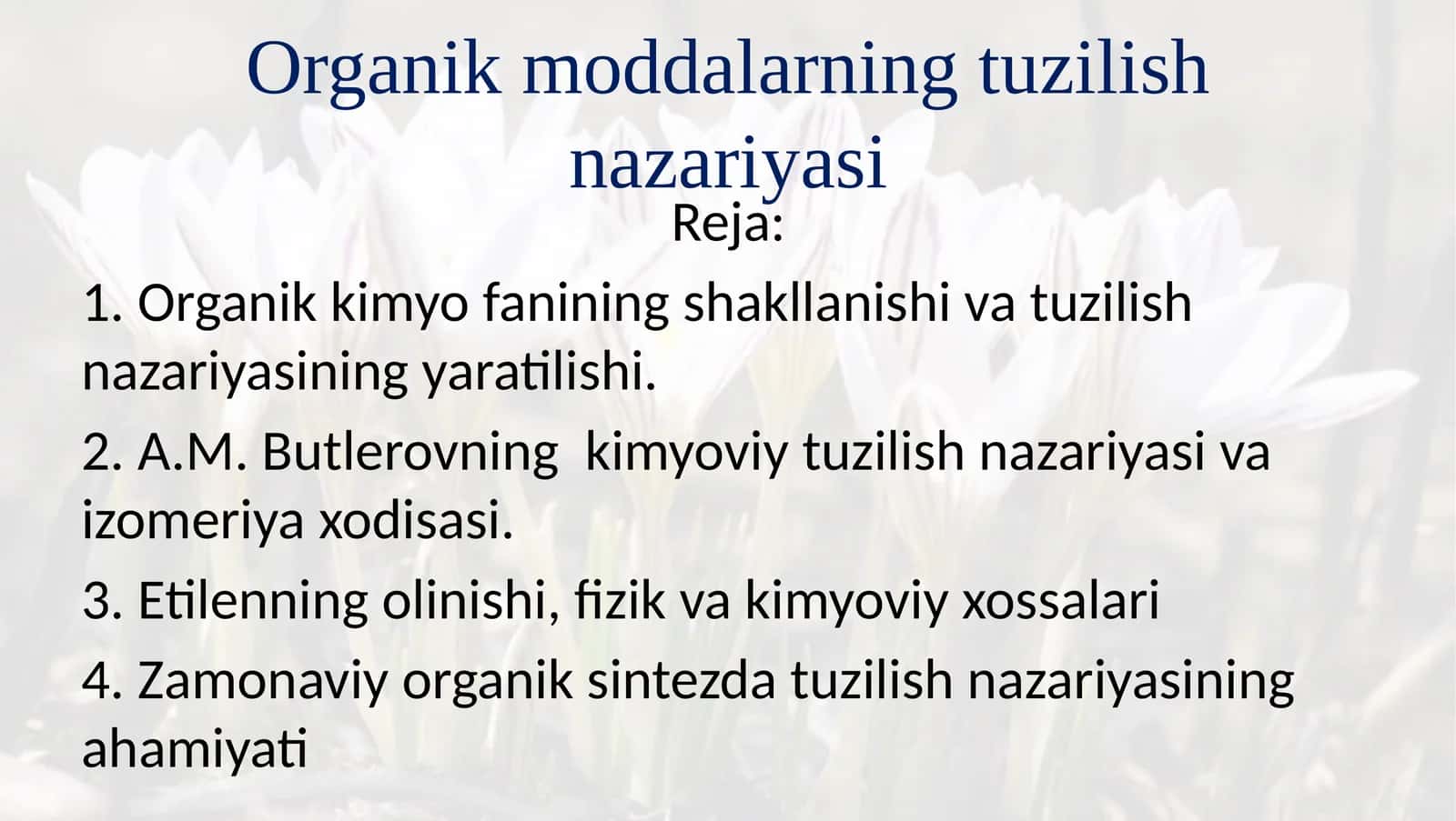 Organik moddalarning tuzilish nazariyasi