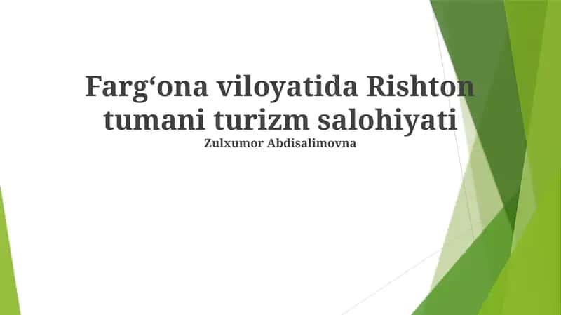 Rishton tumani turizm salohiyati