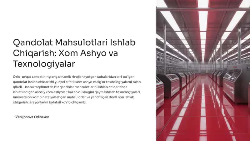 Qandolat Mahsulotlari Ishlab Chiqarish: Xom Ashyo va Texnologiyalar