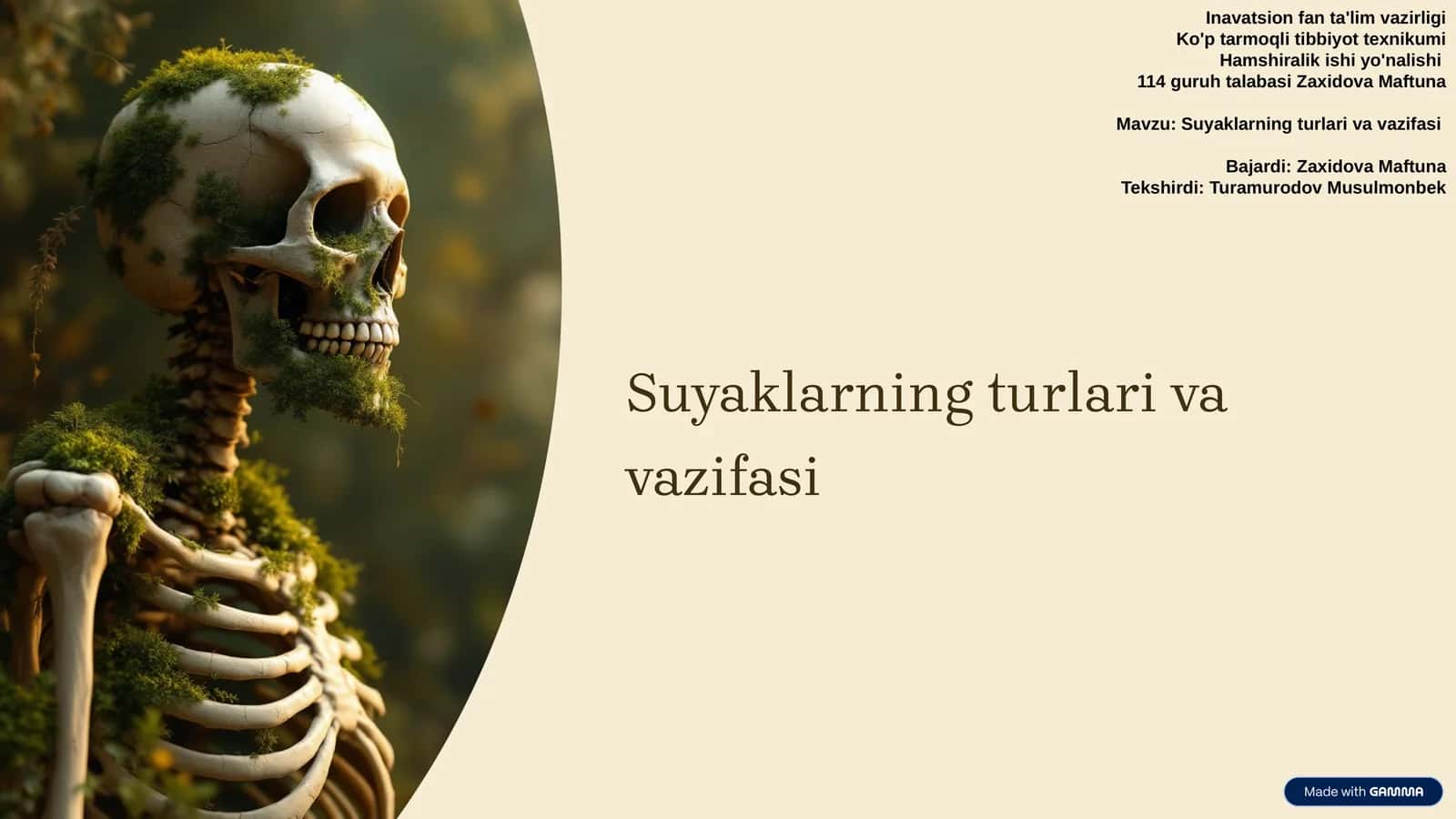 Suyaklarning turlari va vazifasi