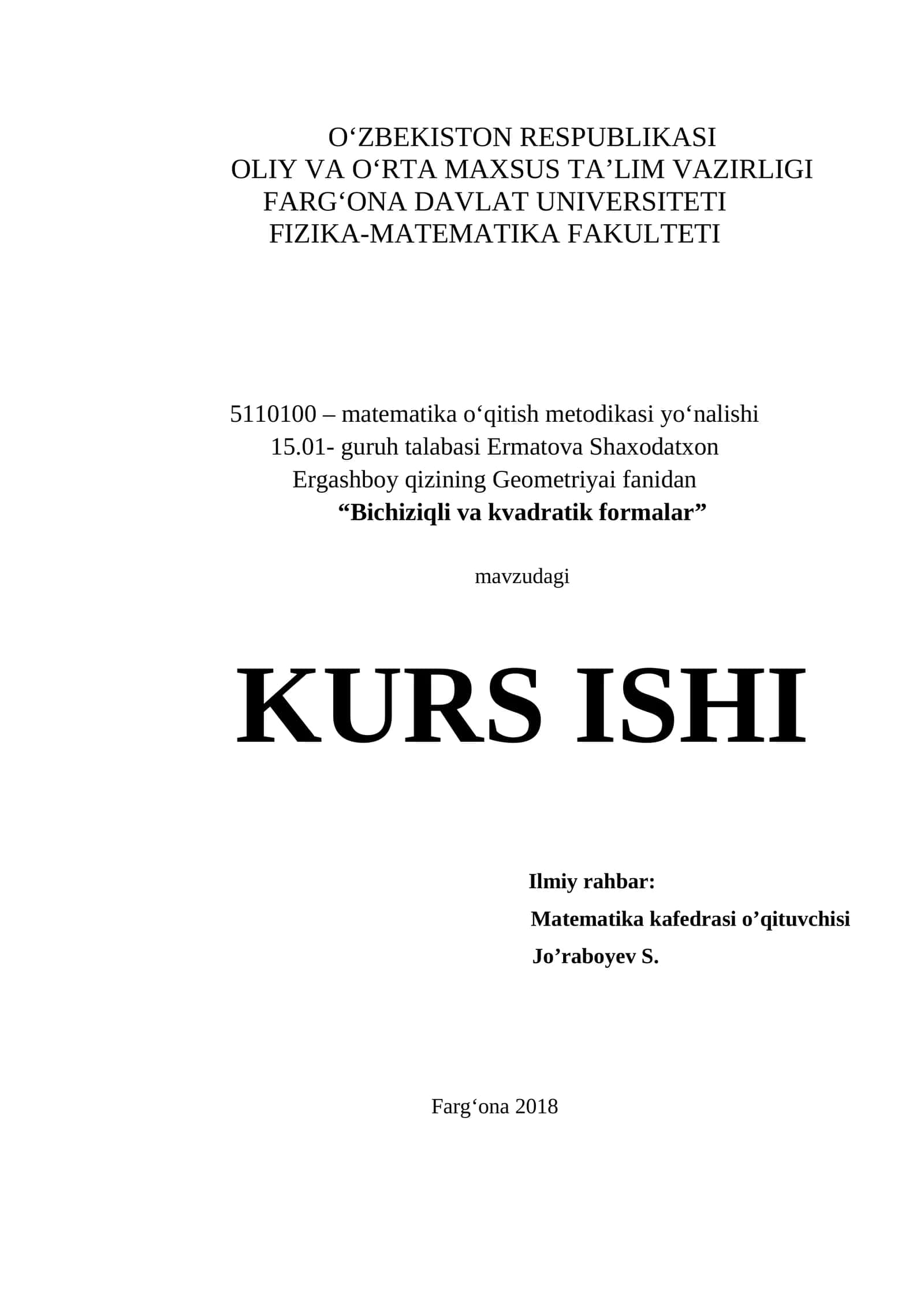 Bichiziqli va kvadratik formalar