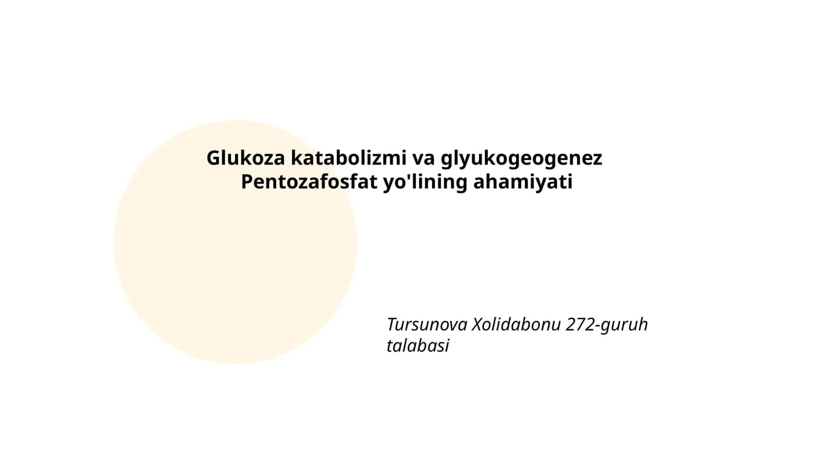 Glukoza katabolizmi va glyukogeogenez Pentozafosfat yo'lining ahamiyati