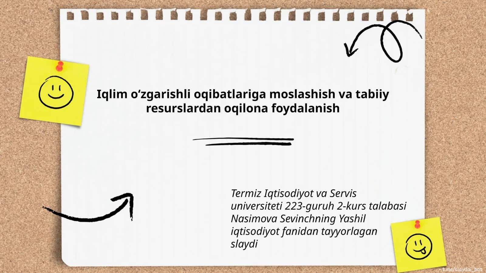 Yashil iqtisodiyot fanidan slayd
