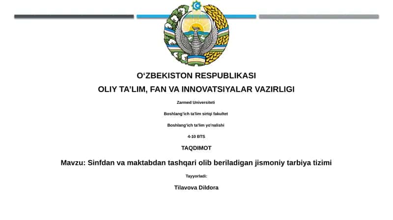 Sinfdan va maktabdan tashqari olib beriladigan jismoniy tarbiya tizimi