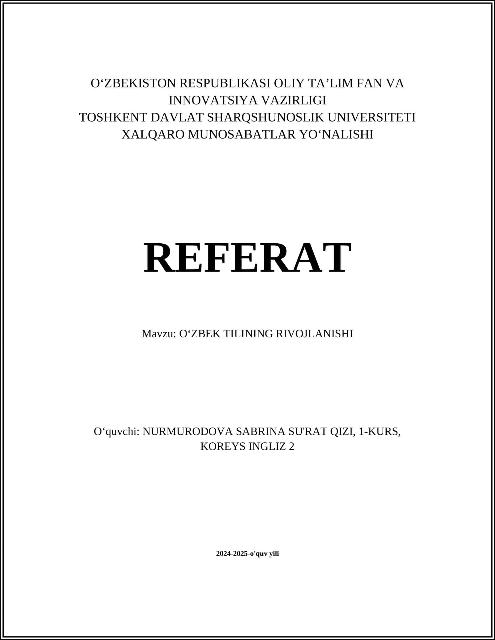 Oʻzbek tilining rivojlanishi