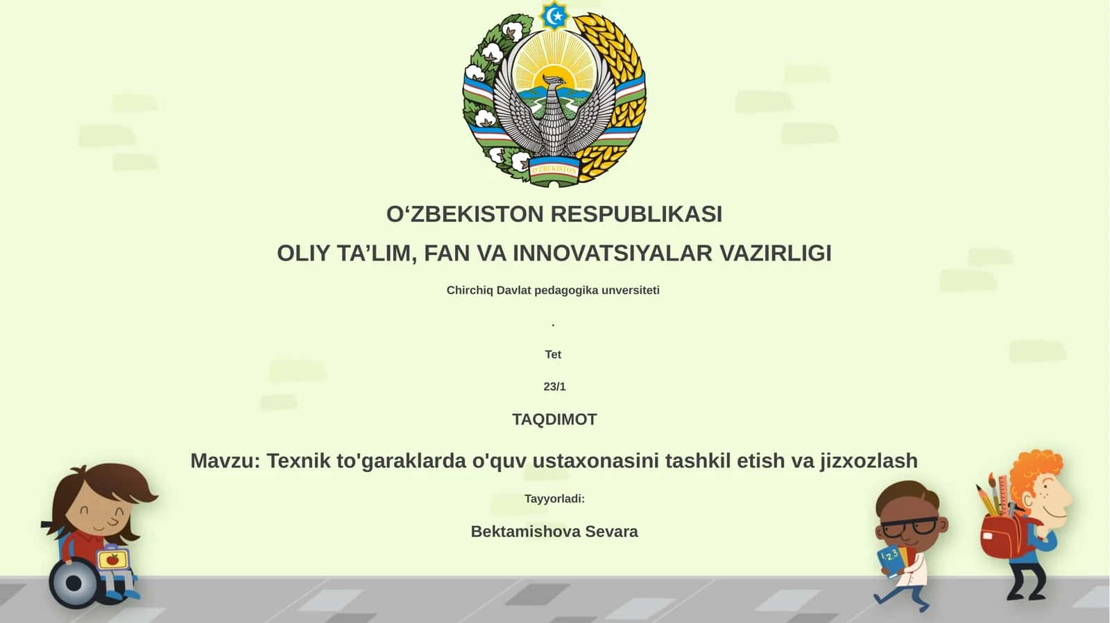Texnik to'garaklarda o'quv ustaxonasini tashkil etish va jizxozlash