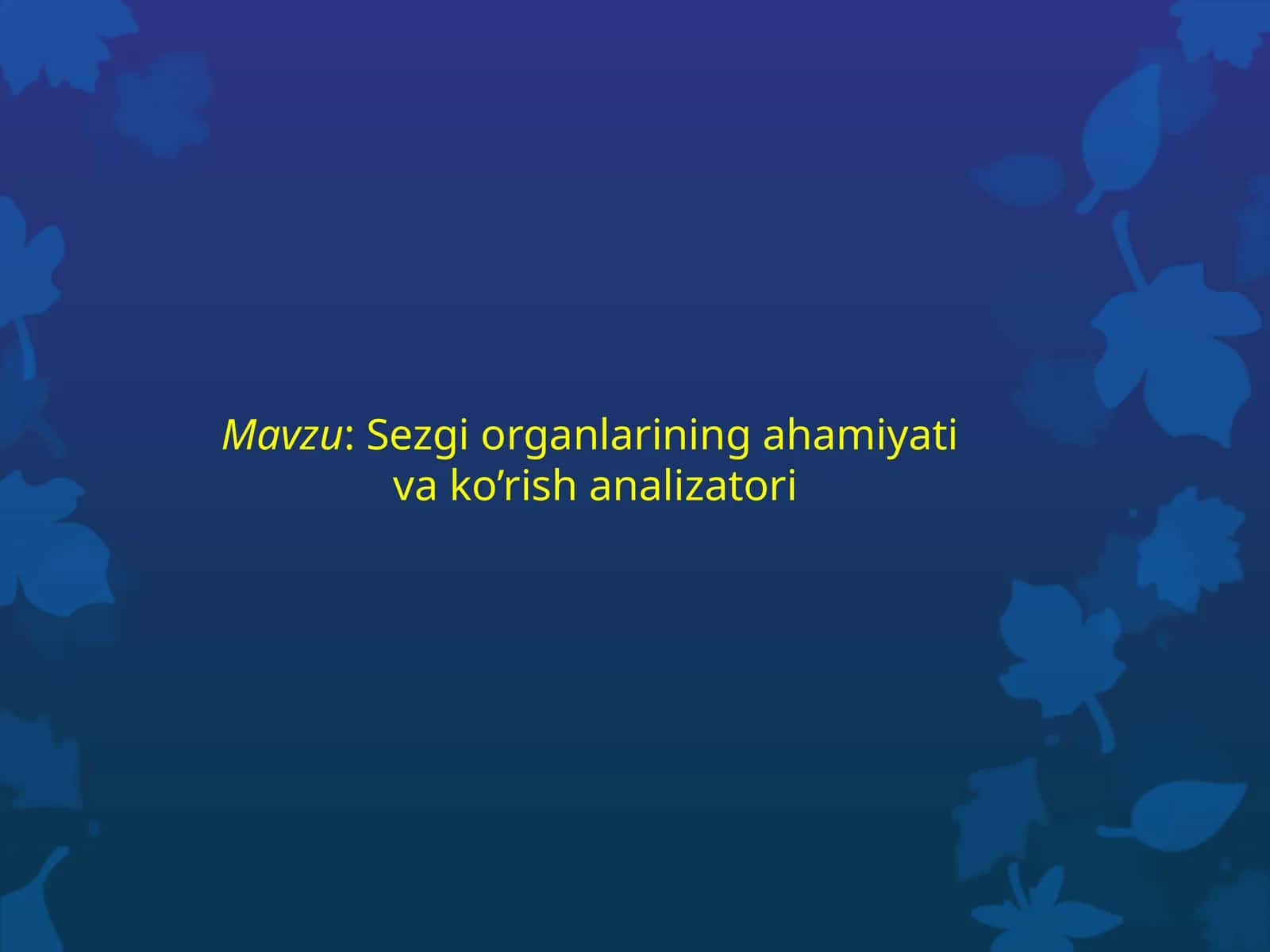 Sezgi organlarining ahamiyati va ko'rish analizatori