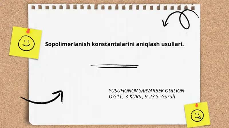Sopolimerlanish konstantalarini aniqlash usullari