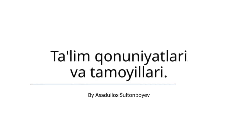 Ta'lim qonuniyatlari va tamoyillari