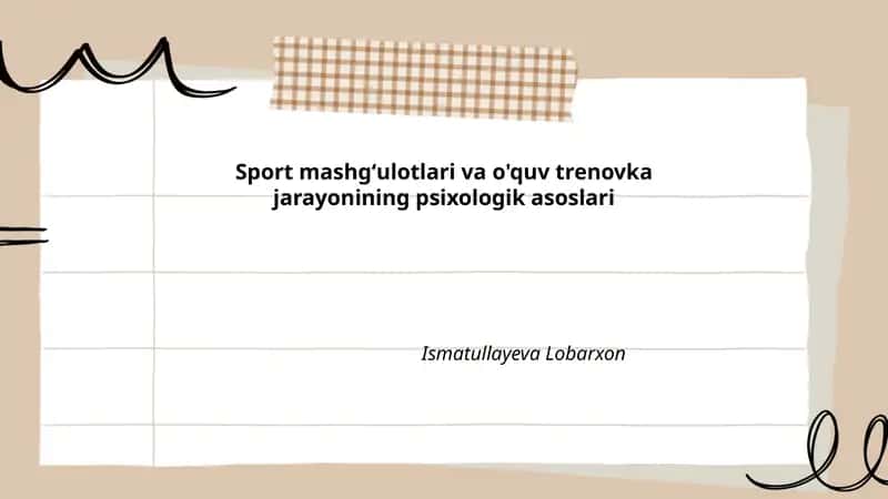 Sport psixologiyasining nazariy asoslari