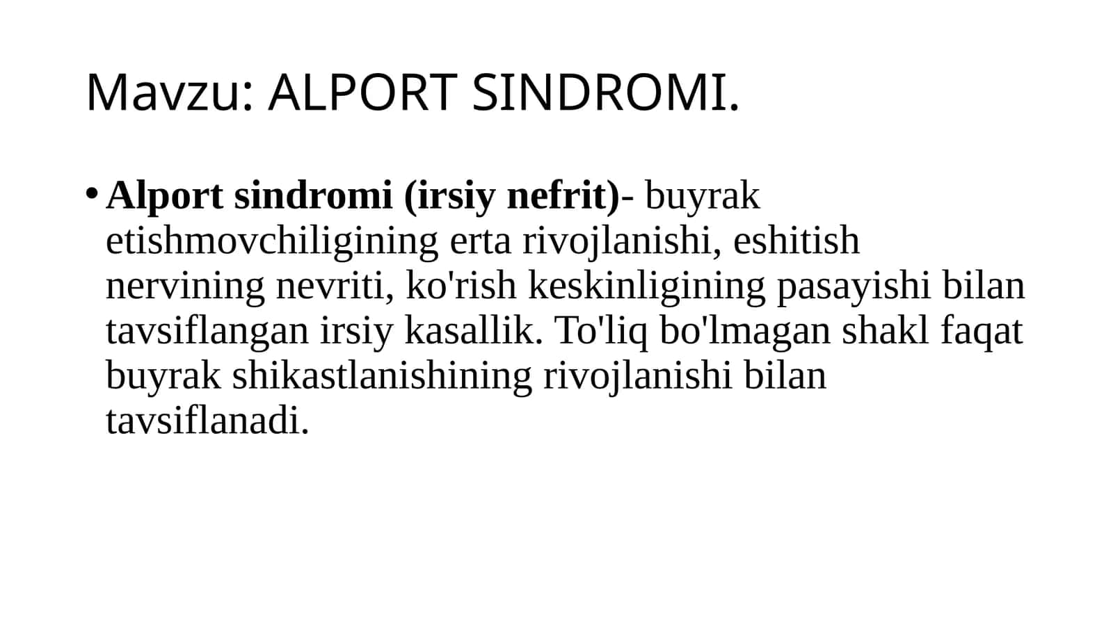 ALPORT SINDROMI